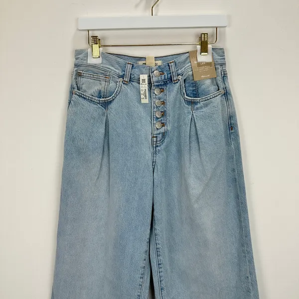 Madewell Superwide Leg Jeans Cather Wash Button Front Blue High Rise US 26 NWT - Image 8