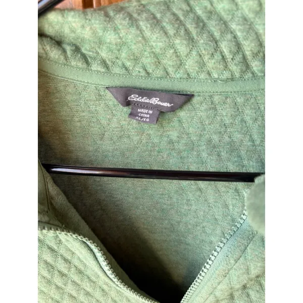 Eddie Bauer‎ Cozy Quilted Quarter Zip Pullover Sweatshirt Women's XL Green - Image 5