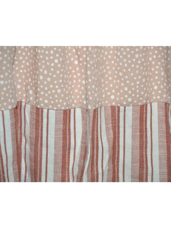 Entro Beige Pink Cap Sleeve Tiered Top Size S Striped Polka Dots Shabby Chic - Image 5