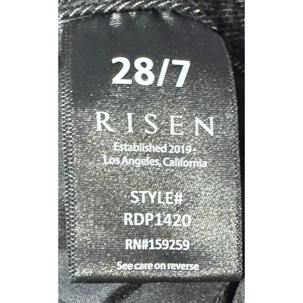 Risen Women's Jeans‎ Mid Rise Raw Hem Skinny RDP1420 Denim Dark Wash Black 28/7 - Image 11