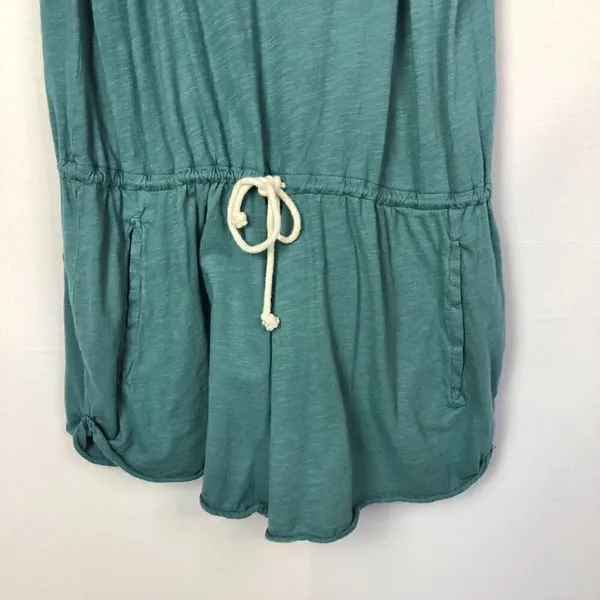 Zara TRF Blue Scoop Neck Sleeveless‎ Pocket Front Cotton Romper S - Image 4