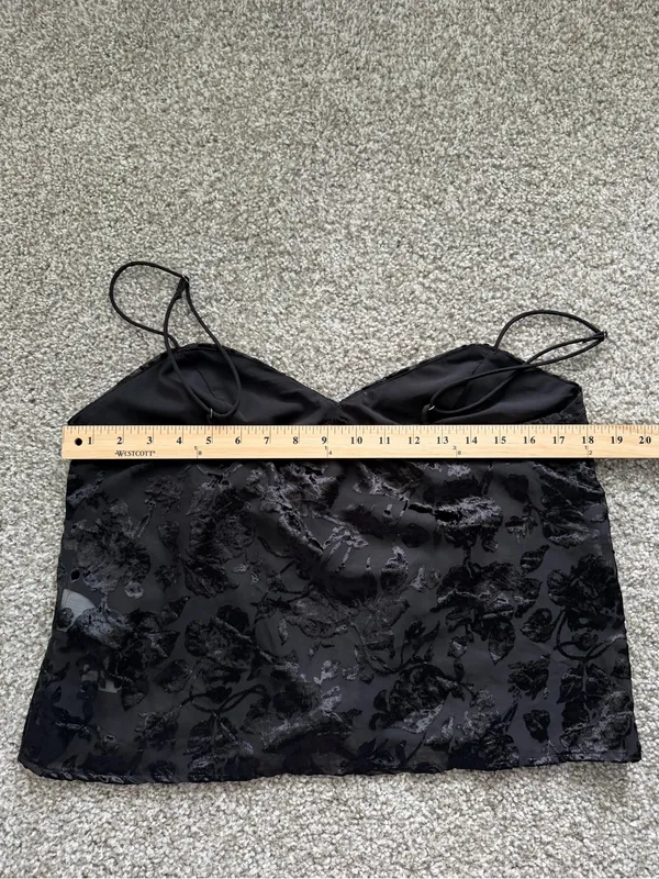 Abercrombie & Fitch Black Floral Burnout Velvet Cami Tank - Image 6