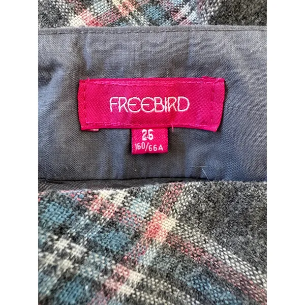 Freebird Gray & Blue Plaid Tiered Lace Hem Mini Skirt - Image 7