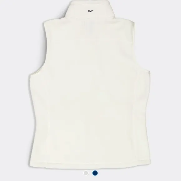 Vineyard Vines White Fleece Quilted Zip Up Sleeveless Vest M - Image 5