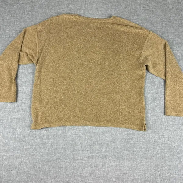 Madewell Sweater Womens L Brown Henley 3/4 Sleeve Terry Relaxed Pullover MWL Top - Image 7