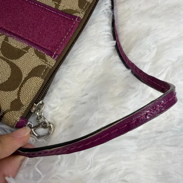 Coach Signature Purple Wristlet - Image 4