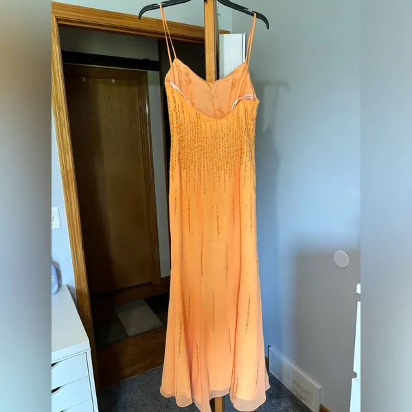 Orange Beaded Maxi Dress Size M - Image 3