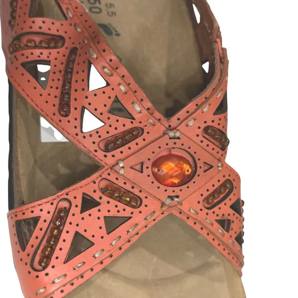 Betula by Birkenstock Joyce Double Leather Sandal Womens 8 Orange Boho Hippie - Image 6