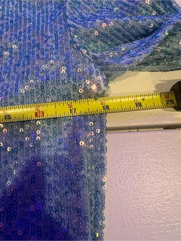 Free People Gold Rush long-sleeve iridescent sequin top in a light blue shade XL - Image 8