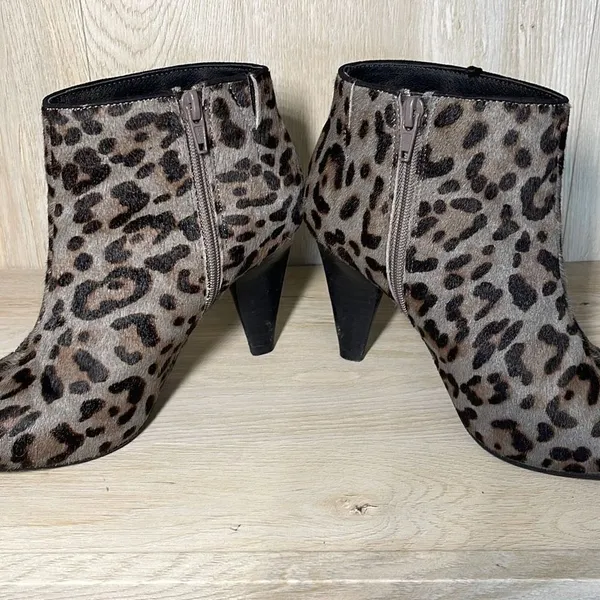 M&S Collection Womens Animal Print Ankle Boots Insolia Heels Tan Leather Size 3/ - Image 6