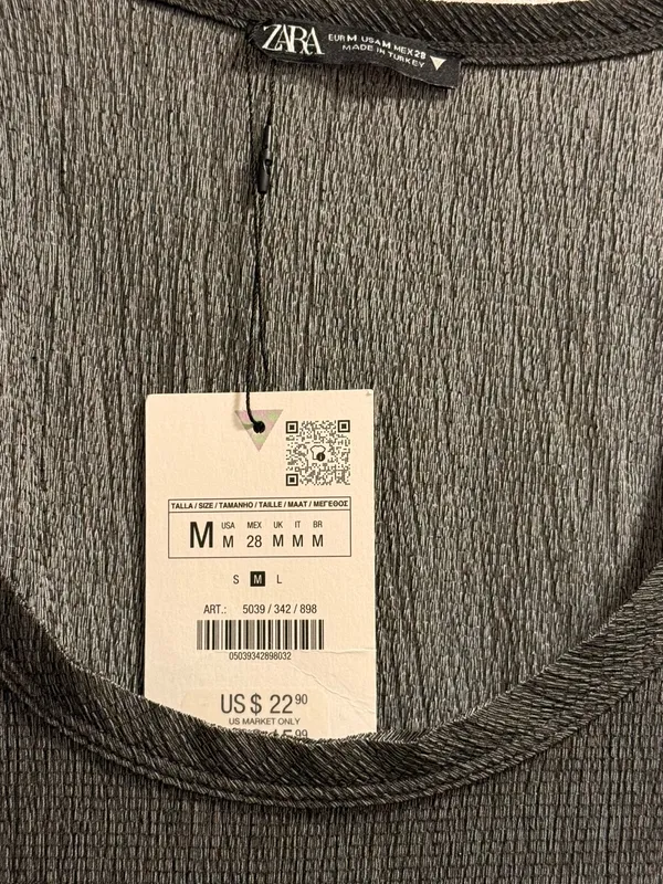NWT Zara Black Sheer Ribbed Scoop Summer Lightweight Tank Size M - Image 7