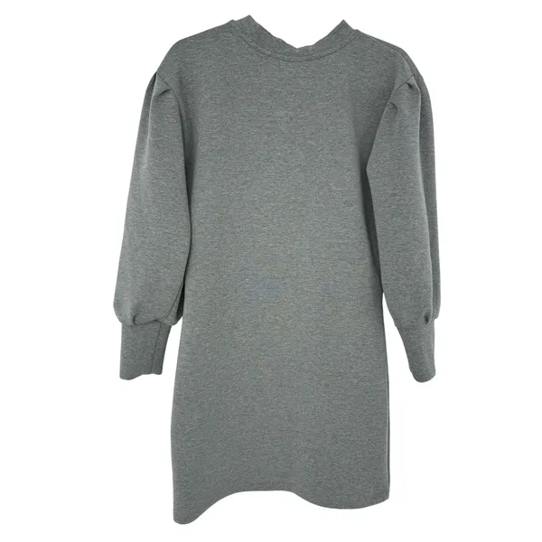 Albion Fit Neo Crop Scuba Sweatshirt Dress Gray S Puff Sleeve Long Sleeve Lounge - Image 3