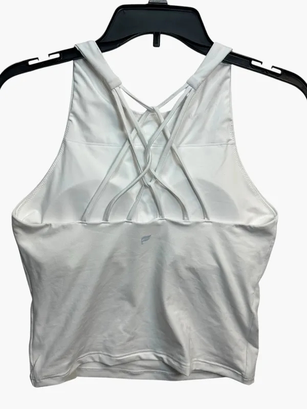 Fabletics Strappy Built-In Bra Tank White Size S Criss Cross Back Athletic Top - Image 3