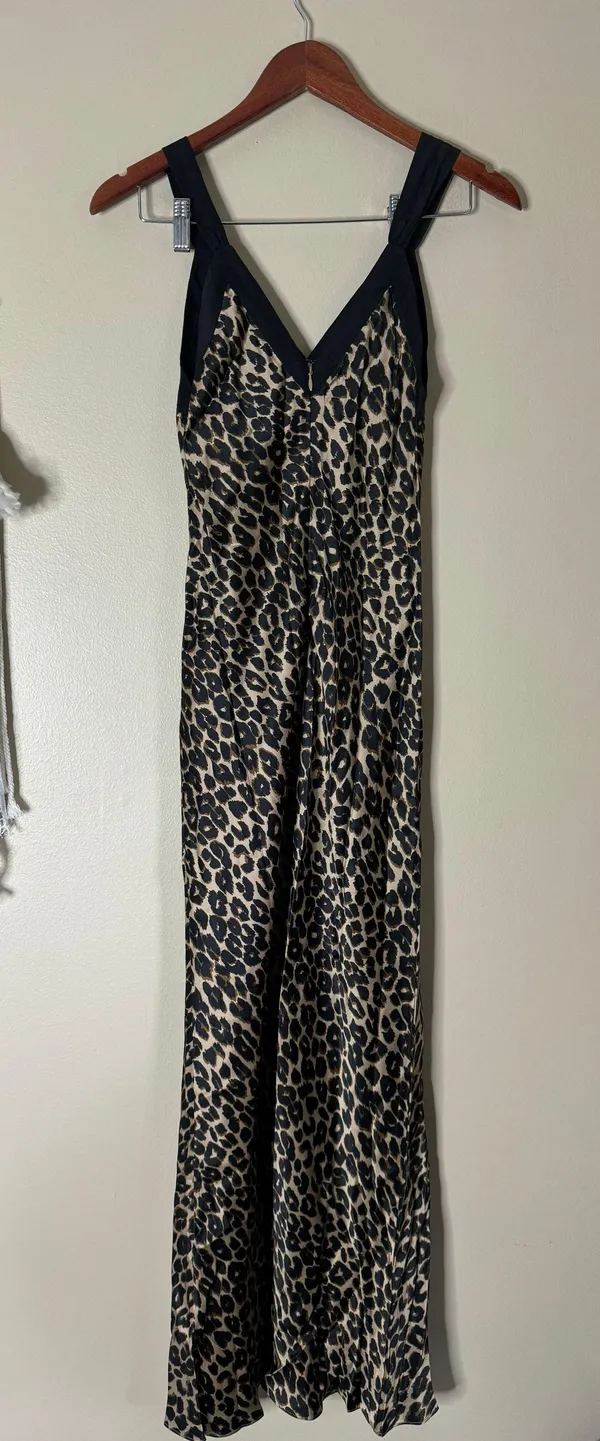Reformation Neola Silk Dress Leopard Animal Print Size XS - Image 5