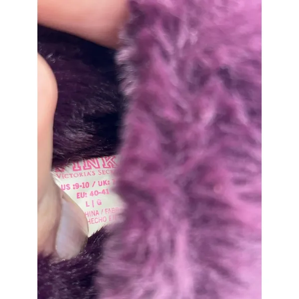 PINK Victoria's Secret Shoes Womens Size 9.5 Purple Furry Slide Slippers Logo - Image 7