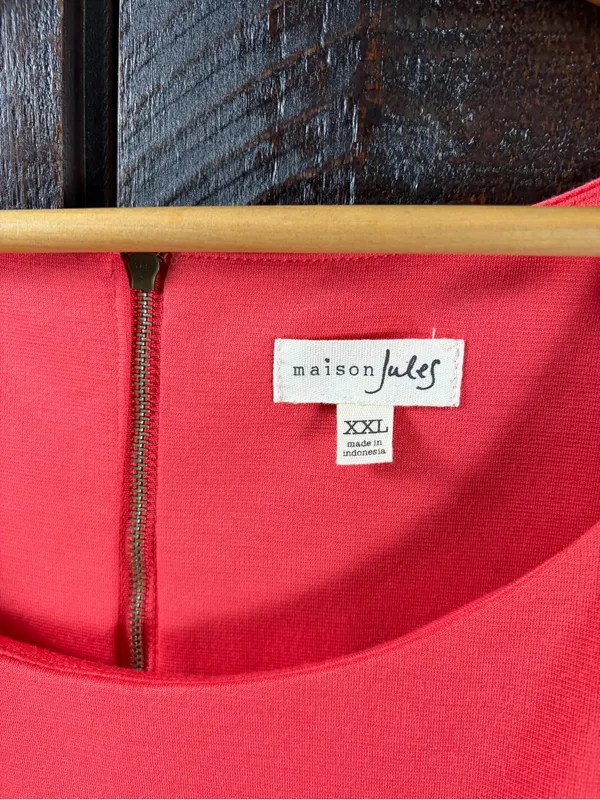 Maison Jules Deep Coral Fit & Flare Summer Dress with Pockets - Image 7