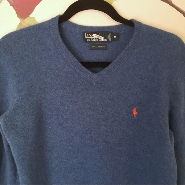 Polo Ralph Lauren V Neck Pullover Wool Sweater - Image 7