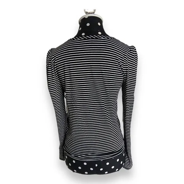 Haute Monde Womens Knit Top Sz S Black White Striped Crossover‎ Bottom NEW - Image 5