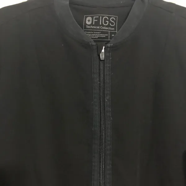 Figs black full zip scrub jacket womens size medium large pockets nurse hospital - Image 6
