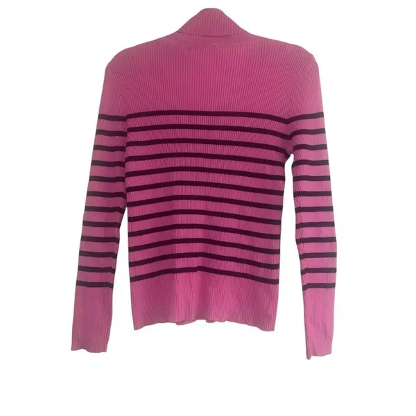 ✨Ralph Lauren Pink Striped Ribbed Turtleneck Sz Medium Sweater✨ - Image 3
