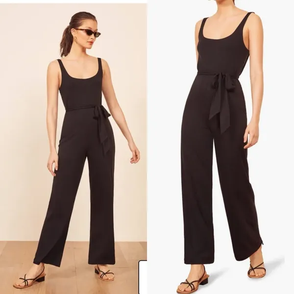 Reformation Jeans June Sleeveless Wide Leg Jumpsuit Black - Image 5