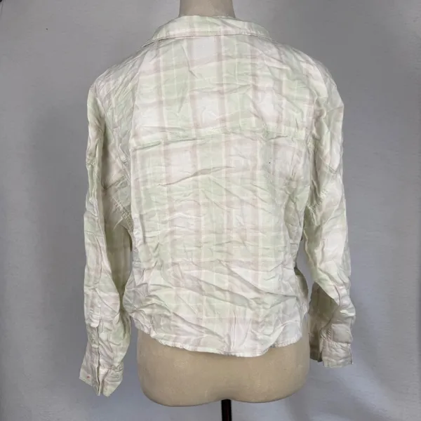 Abercrombie & Fitch Soft Collection Plaid Cropped Button Up Shirt Green Small‎ - Image 4