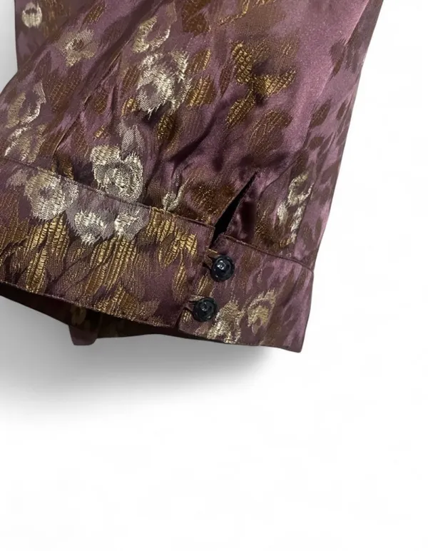 To The Max Skirt Sz 8 Purple Floral Brocade Large Side Pockets Gathered Hem - Image 5