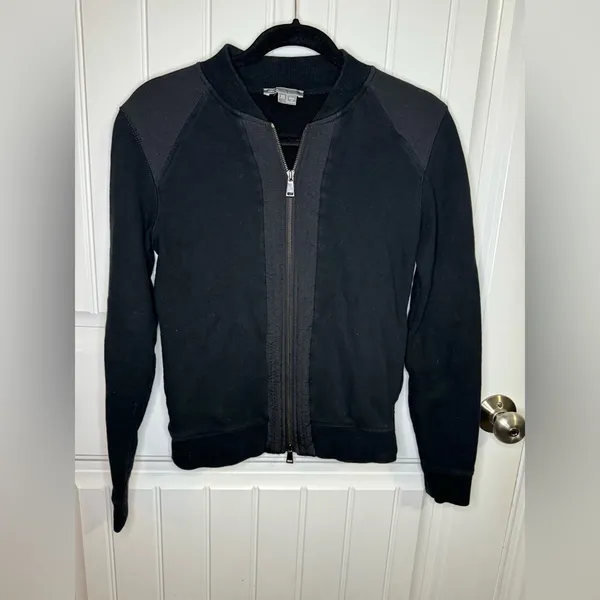 Vince Black Cotton Blend Full Zip Jacket - Image 2