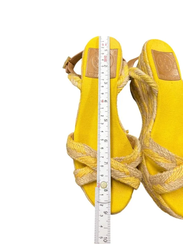 Tory Burch wms yellow strappy herringbone fabric 3" wedge heels sz 6M SKU 10-766 - Image 16