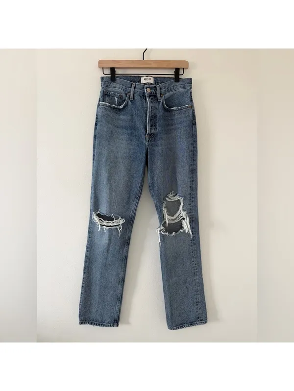 AGOLDE Agiles Lana Mid Rise Distressed Vintage Straight jeans women’s size 25 - Image 6