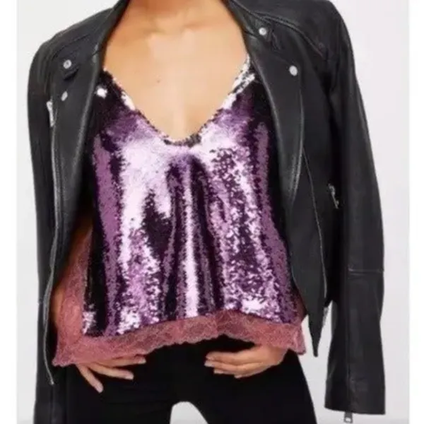 Free People Intimately Free Swinging Surpice pink sequin cami lace trim - XS - Image 10