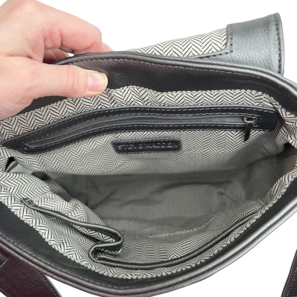 Steve Madden Gray Woven Faux Leather Crossbody Saddle Bag Purse - Image 8