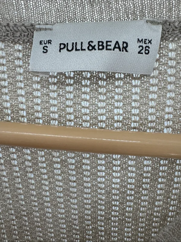 Pull&Bear oversized fine-knit sweater dramatic high-low asymmetrical hem linen S - Image 9