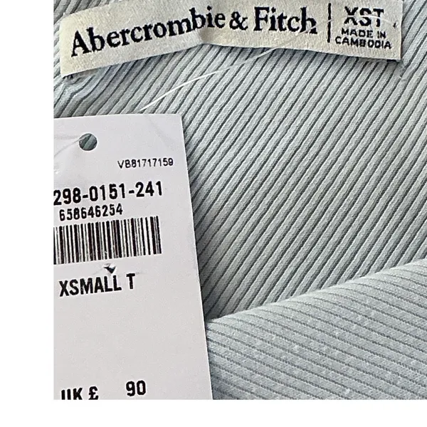 Abercrombie & Fitch One Shoulder‎ Ribbed Maxi Dress Light Blue Tall XST NEW - Image 8