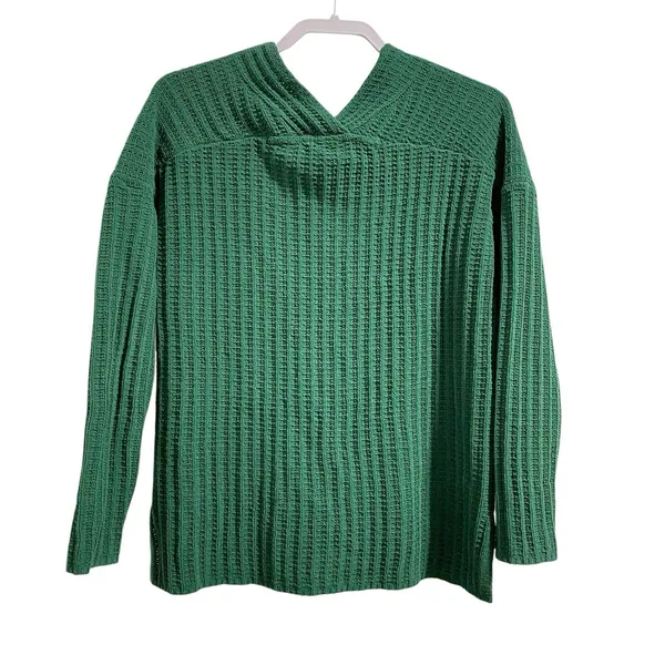 J Jill Sweater‎ Women Medium Green Chenille Knit V Neck Pullover Lucky Feminine - Image 5