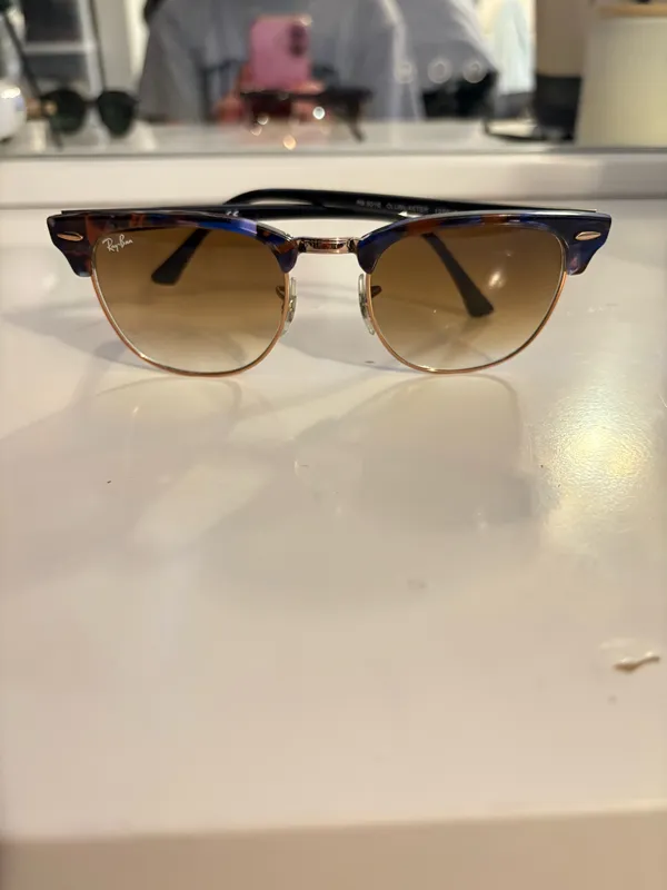 RB3016 Ray-Ban Clubmaster Polished Blue and Brown - Image 2