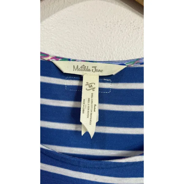 Matilda‎ Jane The Road Ahead Stripe Maxi Dress Blue White Pockets Sz M - Image 5