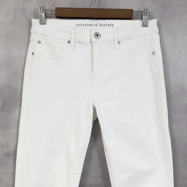 Articles of Society Skinny Jeans Womens 27 White Stretch Minimalist Karen Crop‎ - Image 2