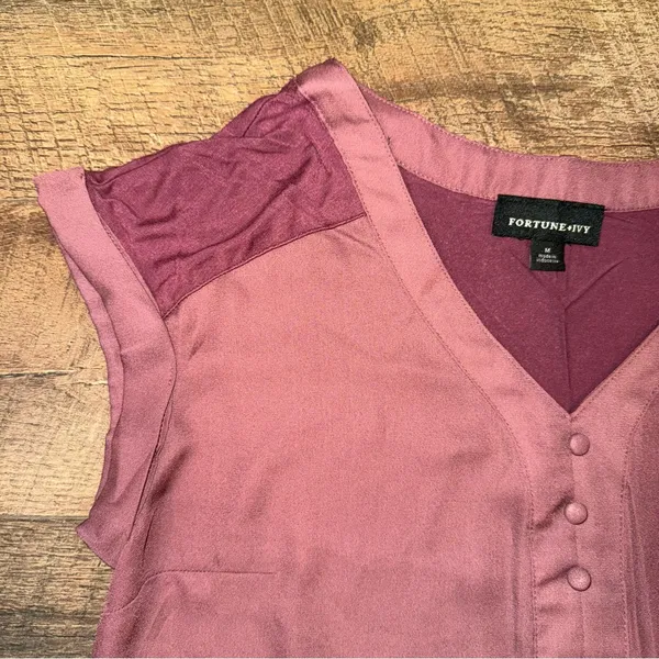 Fortune + Ivy Mauve Button-Front Women's Top - Image 3