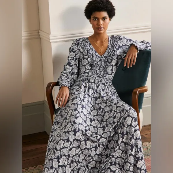 BODEN Ruffle Jersey Maxi Dress 8 Blue - Image 13