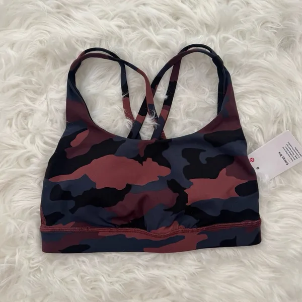 Lululemon Energy Bra Heritage 365 Camo Smoky Red Night Sea Multi Size 2 W2BHES - Image 4