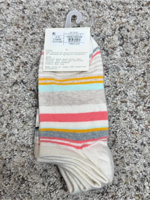A New Day 3 Pack Low Cut Cotton Blend Striped Socks Multicolor 4-10 NWT - Image 3