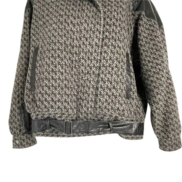Anne-Gee Women's Size 7/8 Tweed Moto‎ Black Gray Bomber Jacket - Image 3