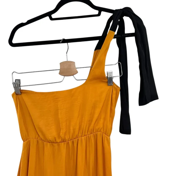 Maje Rasti One-Shoulder Dress Long High-Lo Satin Yellow Size 1 US‎ Small - Image 9
