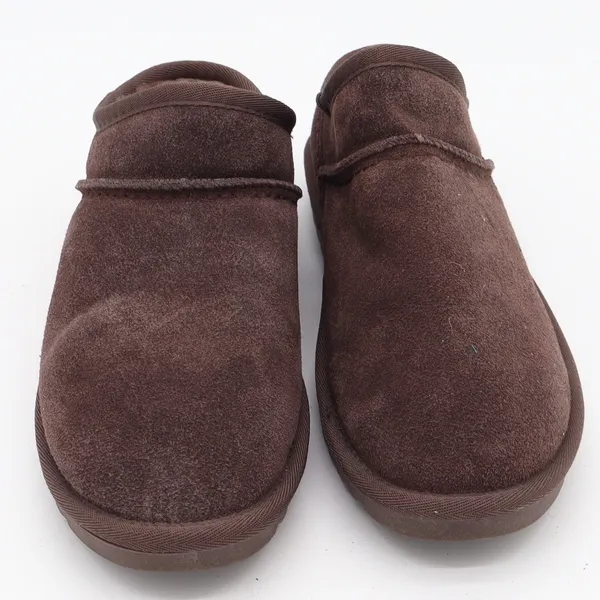 Cushionaire Slippers Women 8.5 Suede Memory Foam Mules Brown Faux Fur Excellent - Image 3