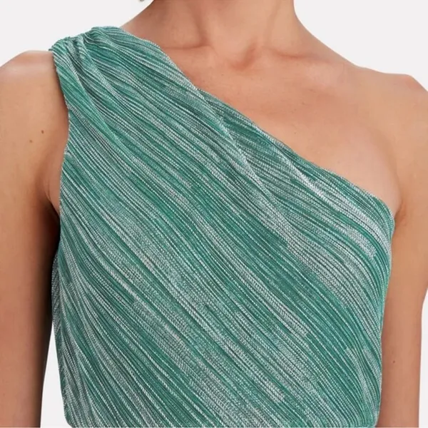 SAYLOR Alorna Midi Dress Metallic Pleat One Shoulder Size XS Homecoming Prom - Image 3