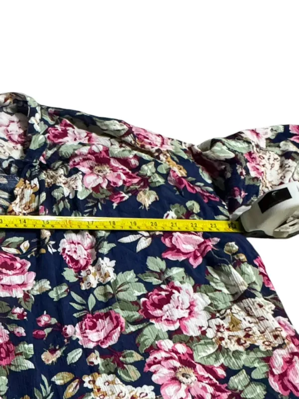 Altar'd State Navy Floral Swing Blouse with Pink Roses - Image 4