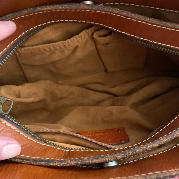 Patricia Nash Rienzo Top Handle Satchel Tan Leather Handbag Brown - Image 14