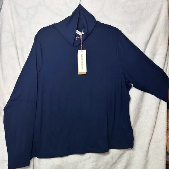 Woolovers Slim Polo Neck Top in Navy Blue Size‎ XL - Image 11