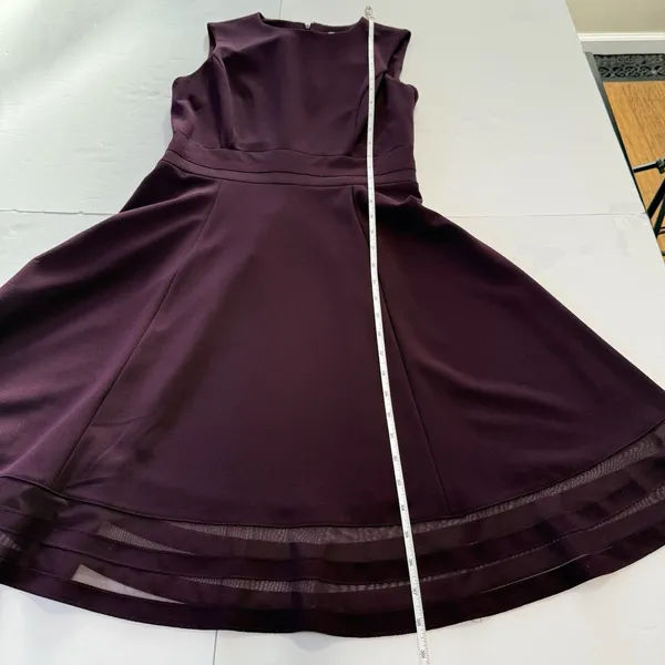 NWT Calvin Klein Purple Mesh Illusion Hem‎ Fit Flare Stretch Sleeveless Dress 6 - Image 12